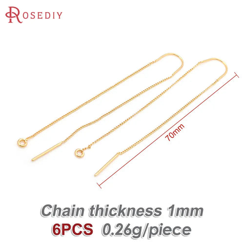 18K Gold Color Tassel Chain Stud Earring Line Connect Chain Women's Earrings High Quality Accessories Rosediy official-website