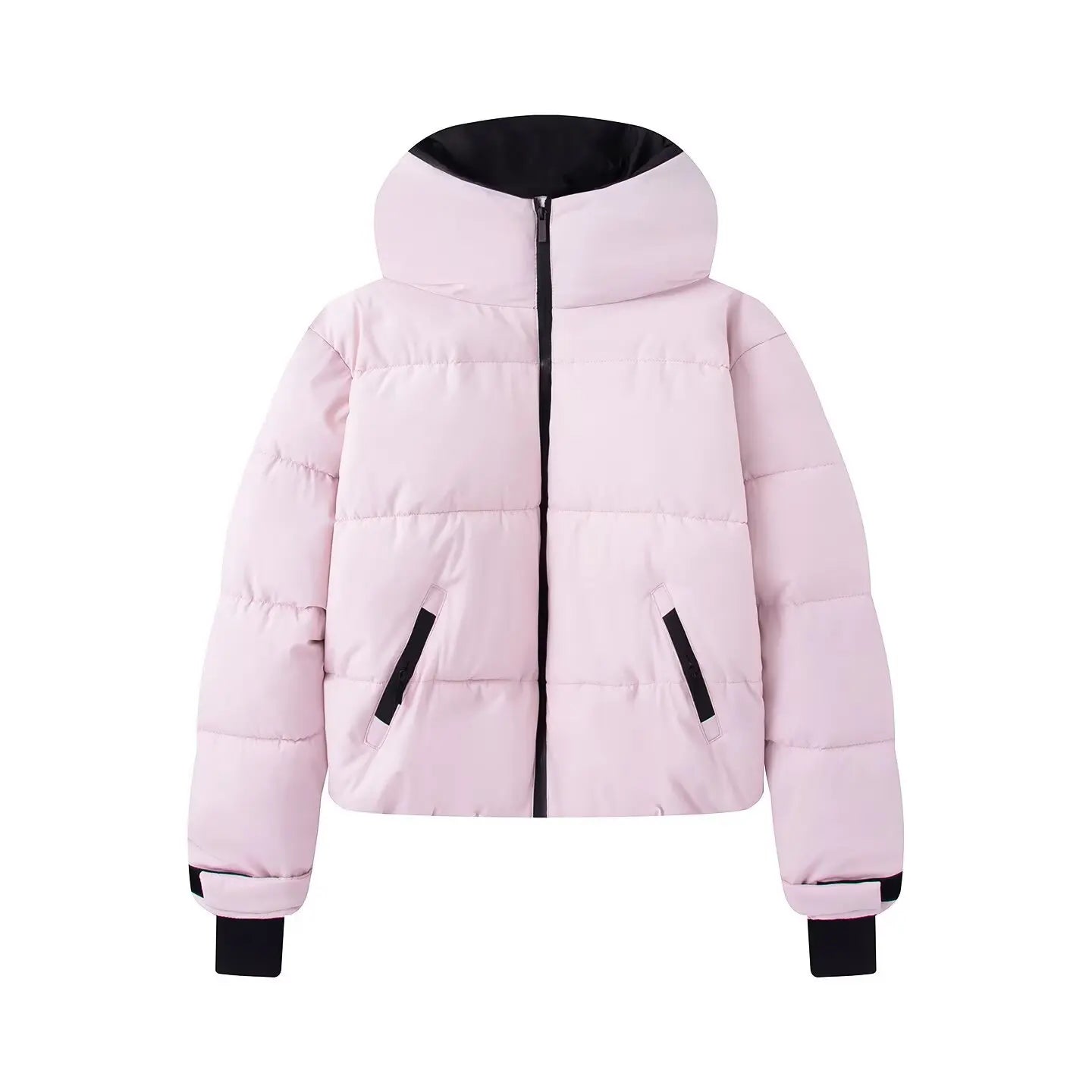 Winter Pink Thicken Warm Women's Skiwear Fashoin Hooded Cotton Padded Jacket Coats + Long Straight Pants 2026 New Women Ski Suit