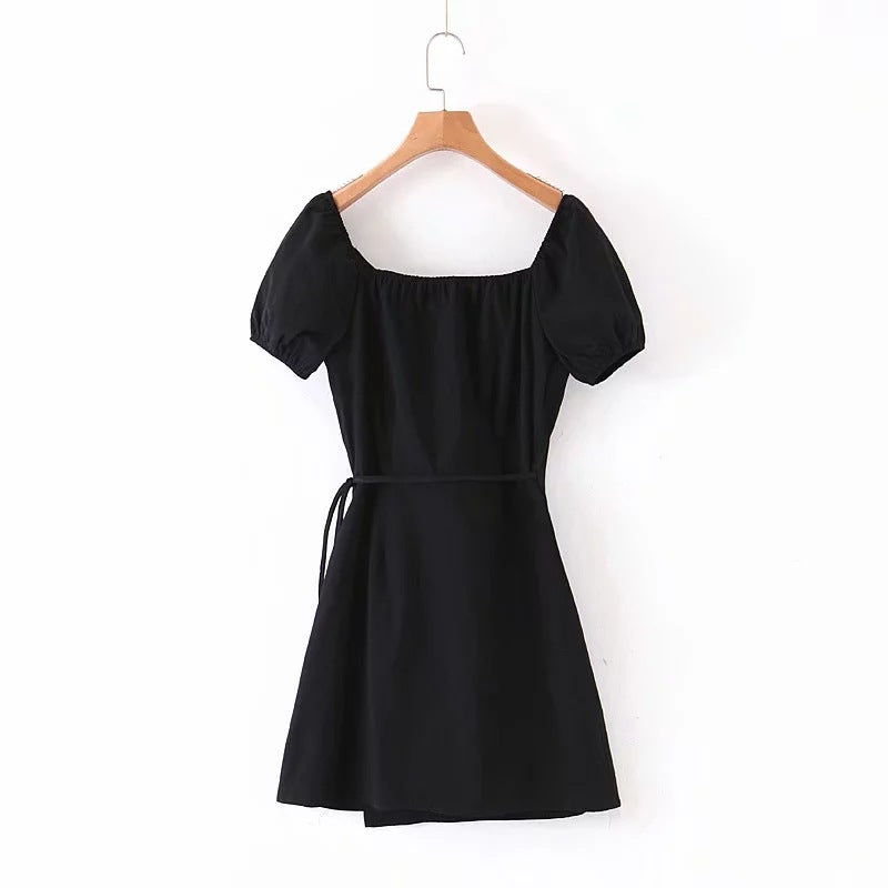 Women's V-neck short sleeve waist dress