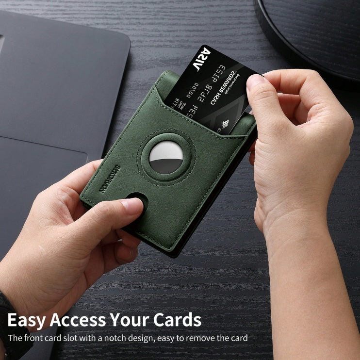 Airtag Wallet Men, Minimalist Front Pocket Wallets With Aritag Holder, Genuine Leather Bifold Slim Wallet, RFID Blocking Wallet For Men Up To 11cards -Air Tag Not Included