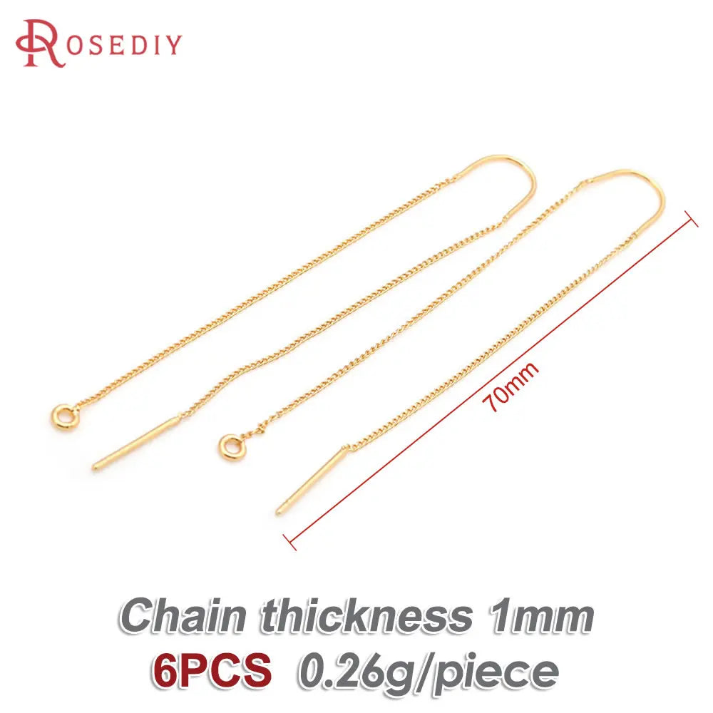 18K Gold Color Tassel Chain Stud Earring Line Connect Chain Women's Earrings High Quality Accessories Rosediy official-website