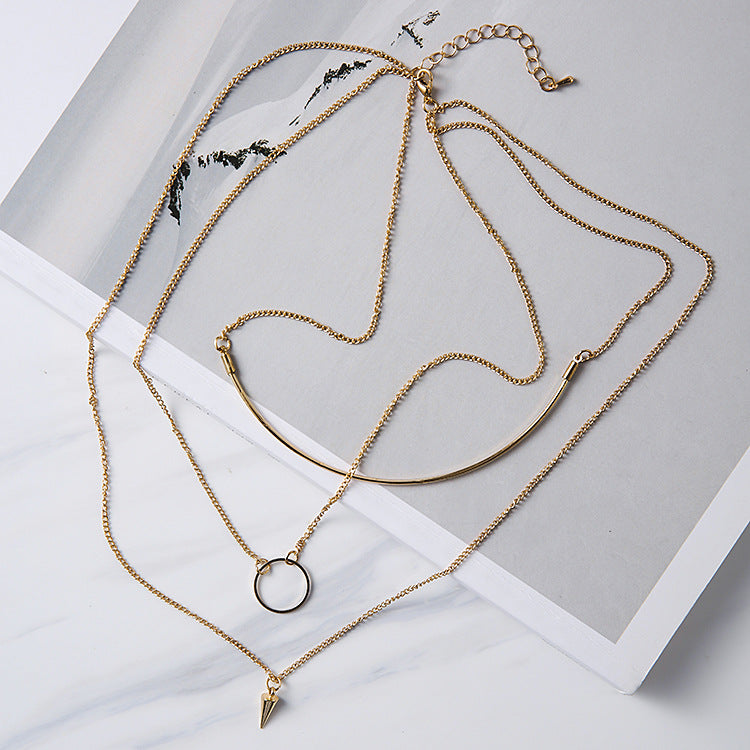 Korean Fashion Multideck Design Long Necklace Joker Simple Collarbone Kolye For Women Party Accessories
