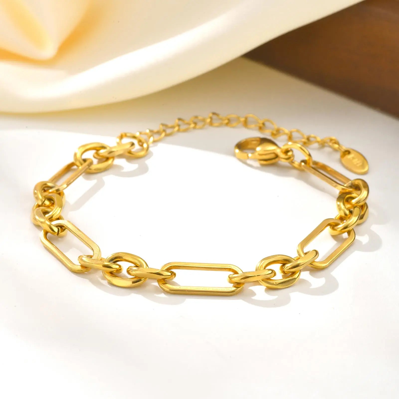 Stainless Steel Square Chain Bracelets,Women's Gold Plated Adjustable Bracelet,Geometric Jewelry Gift
