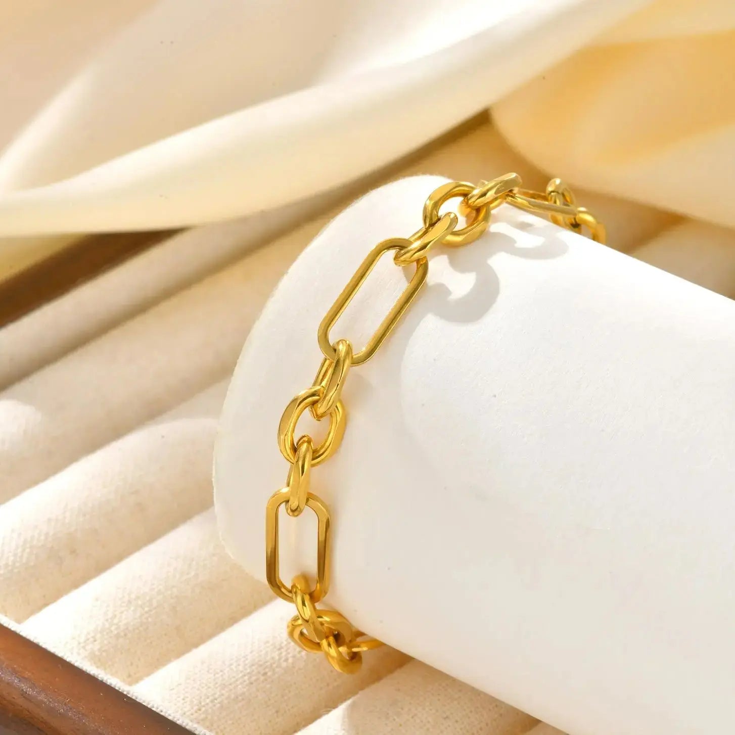 Stainless Steel Square Chain Bracelets,Women's Gold Plated Adjustable Bracelet,Geometric Jewelry Gift