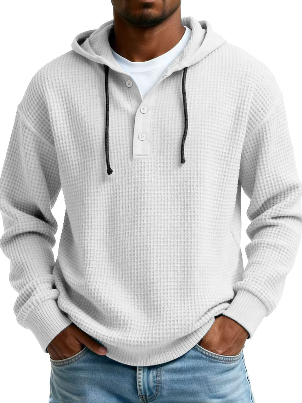 Mens Youth Ribbed Hooded Half-Zip Sweater