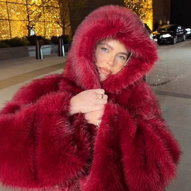 Artificial Fur Autumn And Winter Thickening Haining Fashion Furry Fur Clothing Top