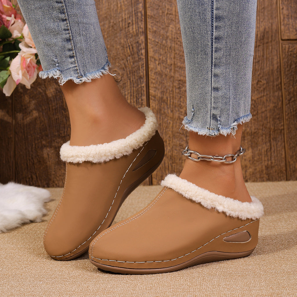 Fashion Plush Slippers Outdoor Wedges Sandals Women's Garden Shoes
